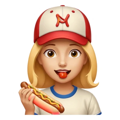 Girl hotdog inside mouth sticker
