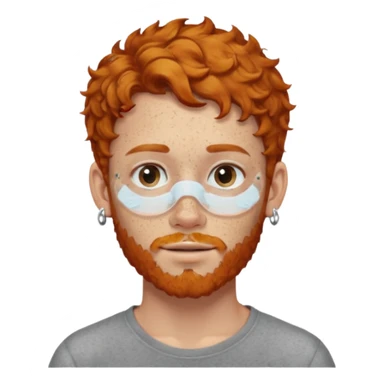 im short curly ginger haired young guy and also have earring on my left ear also have clean beard sticker