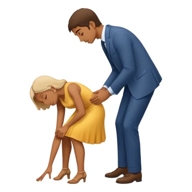 A devout man bowing down to a woman sticker