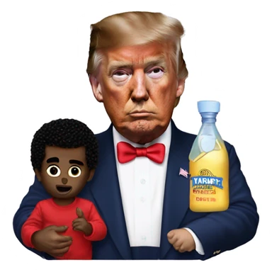 P diddy holding baby oil and trump next to him with exaggerated hair of him sticker