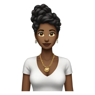 femme colliers cheveux noirs nattes sticker