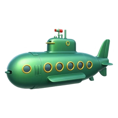 green mini single submarine in cartoon  sticker