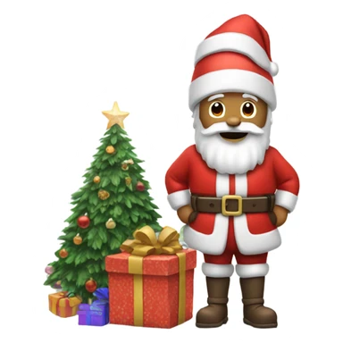 Santa Claus near the Christmas tree sticker