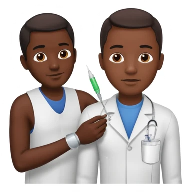 African man putting needle in his arm for medicine reason  sticker