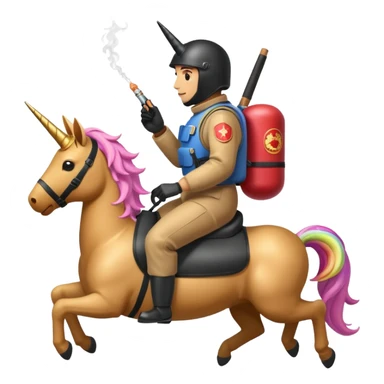 Person wearing bomb suit riding a unicorn smoking a cigar  sticker