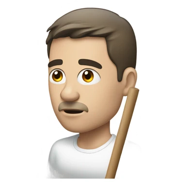 white man holding placard on stick sticker