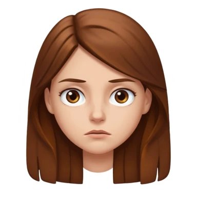 a white girl with brown long hair and brown eyes looking annoyed  sticker