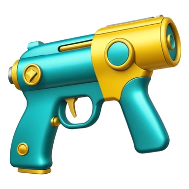 Teal and yellow Gamma ray gun sticker