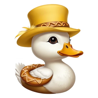 duck wearing a pretzel as a hat sticker