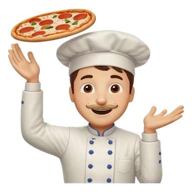 Pizza Chef – tossing pizza dough in air, white hat tilted slightly sticker