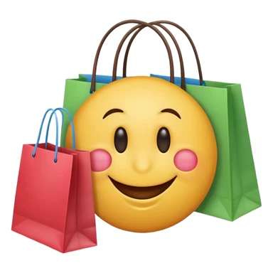 HAPPY SMILEY FACE EMOJI WITH SHOPPING BAGS IN EACH HAND sticker