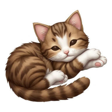 dark brown tabby and white kitten sleeping upside down on its back sticker
