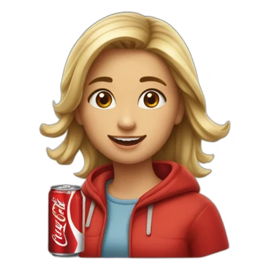 Une fille qui boit un coca cola sticker