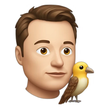 Elon Musk who sleeps with a cuddly bird from Twitter with an X on it sticker