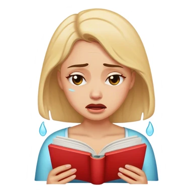 crying woman reading a romance book sticker