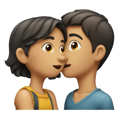 a girl and a boy hugging while one is shushing at the camera  sticker