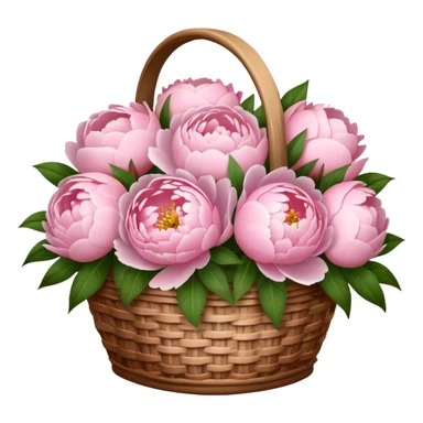 basket of light pink peonies and roses  sticker