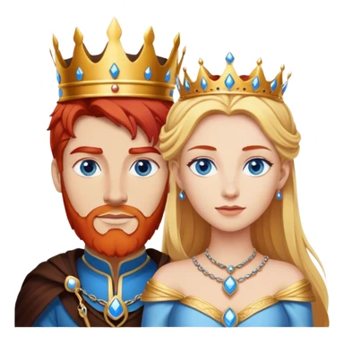 Red hair king, blonde queen, blue eyes sticker