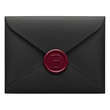 black envelope with burgundy wax seal sticker