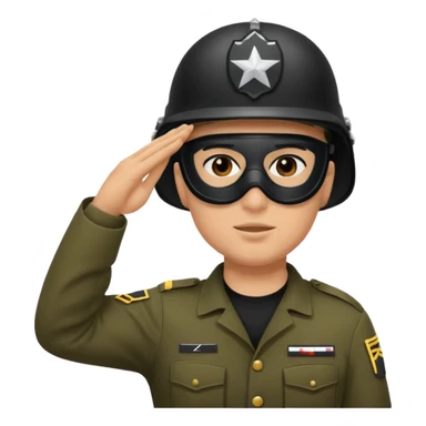 Soldier saluting with helmet + black mask sticker