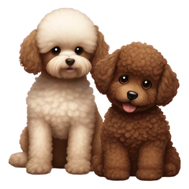 Brown toy poodle pup with a panda sticker