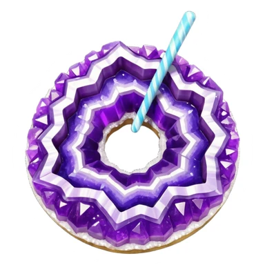 3D render of Rock Candy Geode, made entirely of dessert materials, glistening sugar crystal texture, jagged translucent purple sugar crystals, delicious confectionery aesthetic, Apple emoji style, isolated on white background --v 6.0. sticker