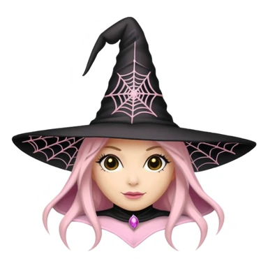 Spiderweb witch hat Black and light pink sticker