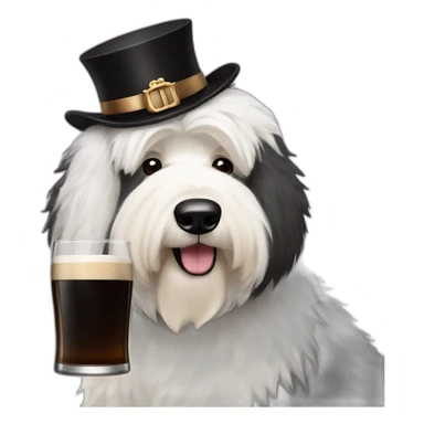 old english sheepdog with pint of guinness sticker