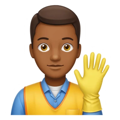 Custodian with yellow rubber gloves sticker