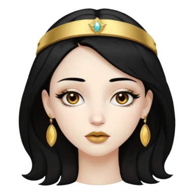 Rosalia (the singer) virgin. (Use lux album cover as reference). Hais black hair with a bleached halo band  in hair and gold lips. sticker