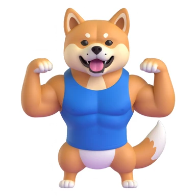 shiba inu, with muscles sticker