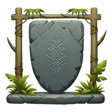 Stone Tablet – Carved gray slab with ancient runes in jyngle sticker