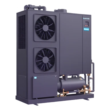 Daikin industrial chiller unit, large commercial cooling equipment sticker