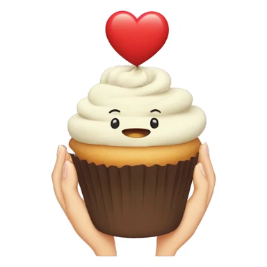 cupcake with hands shaping a hearts hand emoji sticker