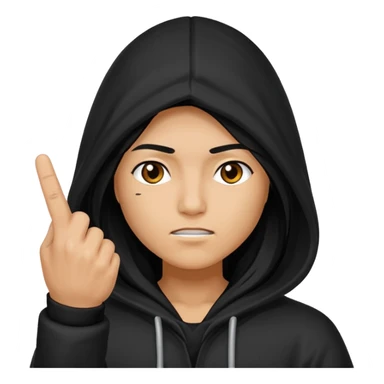 Moreno greñudo con capucha cuba la cara para el dedo del medio sticker