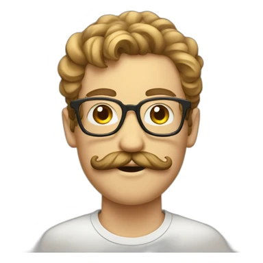 hipster guy with glasses and swirly mustache sticker