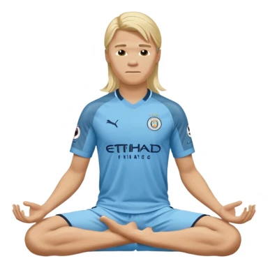 Erling Haaland long hair doing the lotus Manchester city  sticker