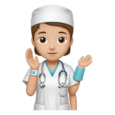 patient in a hospital gown with a medical wristband sticker