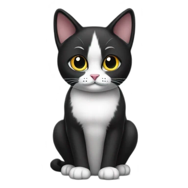 black white cat judging sticker