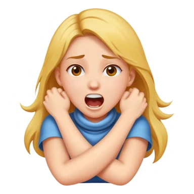 Girl crossing her arms around her neck screaming  sticker