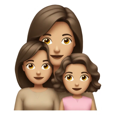 Brunette mom with brunette daughter in beige and pink sticker