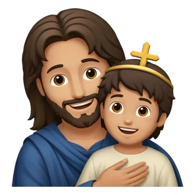 Jesucristo abrazado de un niño con pelo negro sticker