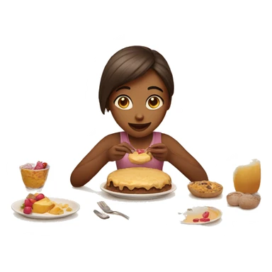 Girl eating desert on a table sticker