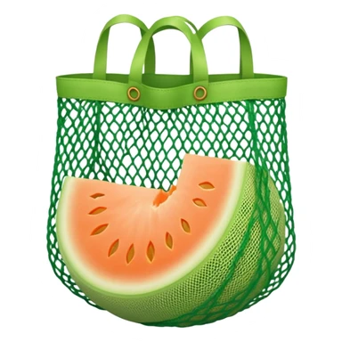 net bag,  mesh storage bag, tote bag, stored with melon it has two knited handles as bag itself sticker