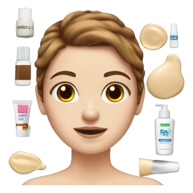 white girl applying cream on face with brown hair  sticker