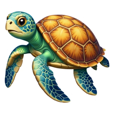 Cinematic Comical Sea Turtle Portrait Emoji, Head tilted dramatically with an exaggeratedly amused expression, featuring a boldly patterned, domed shell and wide, comically expressive eyes full of playful disbelief, Simplified yet hilariously expressive features, highly detailed, glowing with a slightly sassy oceanic glow, high shine, dramatic yet playful, stylized with an air of cheeky marine mischief, soft glowing outline, capturing the essence of a meme-worthy sea turtle that looks ready to glide its way into viral fame! sticker