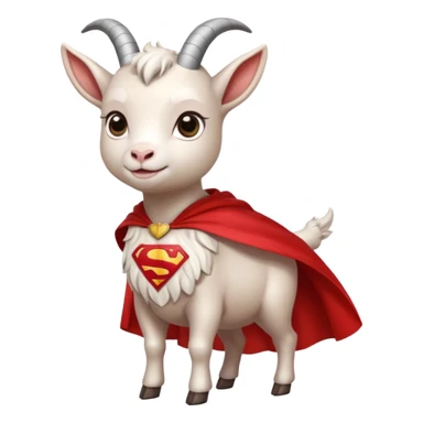 white female goat wearing a read cape like superman sticker