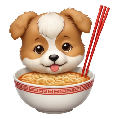 Puppy eating ramen sticker