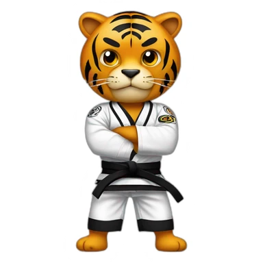 Tiger with evil face  jiu-jitsu black belt with his arms crossed sticker