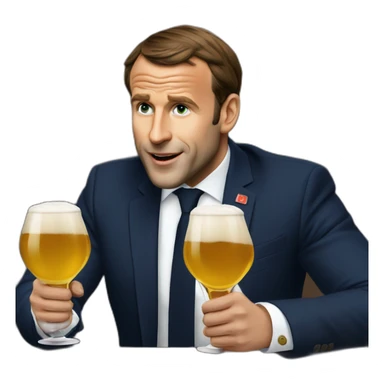 Macron entrain de boire un bière  sticker